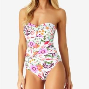 Anne Cole Fleetwood Floral-Print Twist Bandeau One-Piece Swimsuit